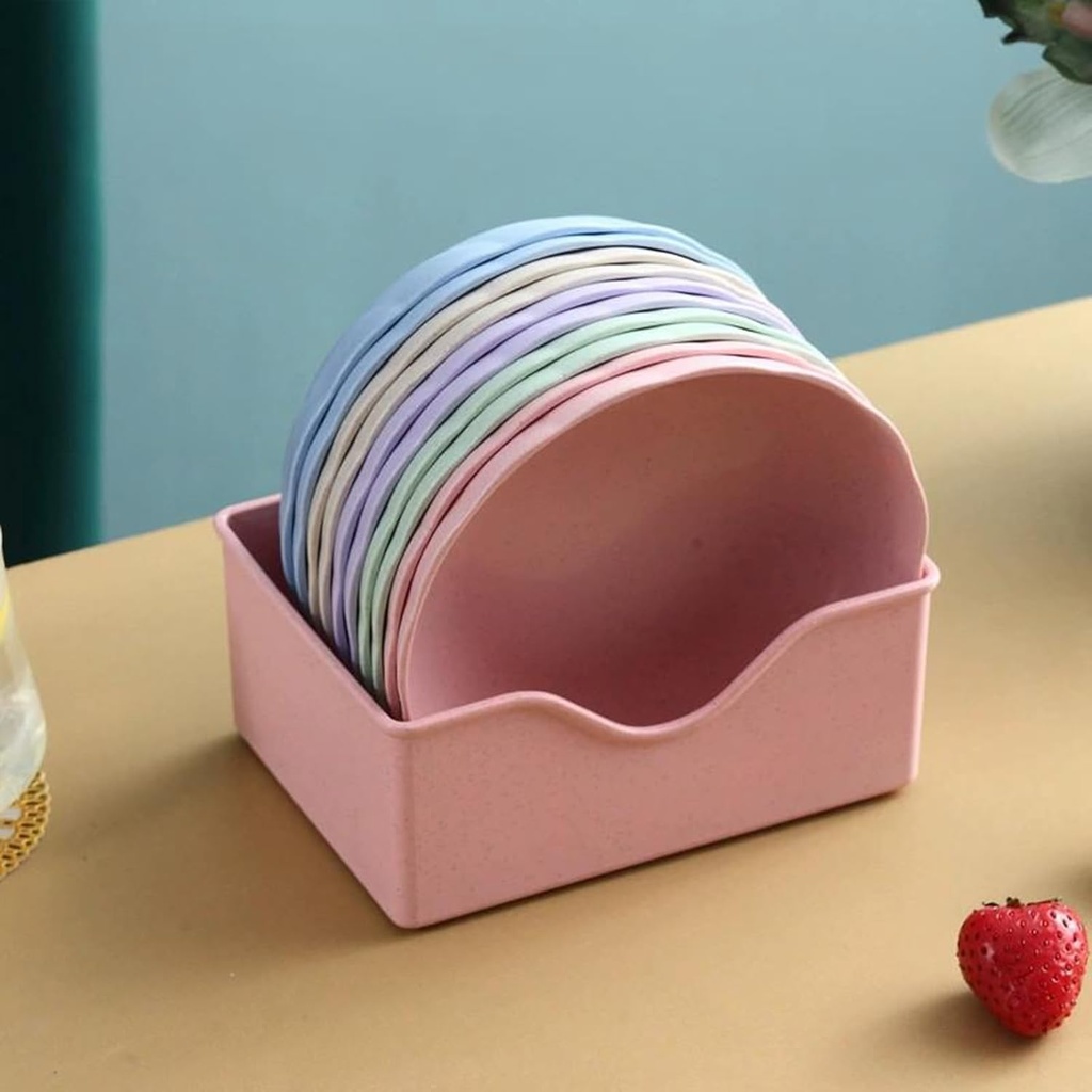 10 Pcs Wheat Straw Plates, 5.5-inch Square Lightweight Unbreakable Dinner Dishes Plates Set, Fruit Dish, Side Dish Plate, Home Storage Plate (Roundness)