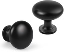 25 Pack Black Round Knobs for Dresser Drawers, 1-1/5 Inch Cabinet Door Knobs for Closet, Kitchen Solid Knob Pulls, Zinc Alloy