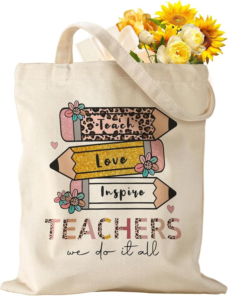Teacher Tote Bag - Aesthetic Cute Women Canvas Tote Bag Teacher Appreciation Resuable Shoulder Bag for Daily