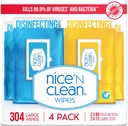 Nice 'N Clean Disinfecting Surface Wipes 304ct | Cleans & Disinfects Home & Kitchen Surfaces | Fresh & Lemon Scent