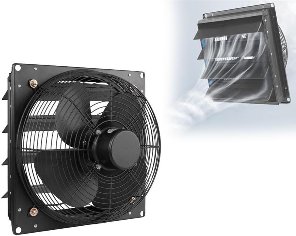 JOSBY Industrial Exhaust Fan 10/12/14Inch, Powerful Shutter Exhaust Fan Wall Mounted, Home Windows Smoke Extraction Mute Ventilation Fan, for Attic, Shed, Garage Ventilation, Shop