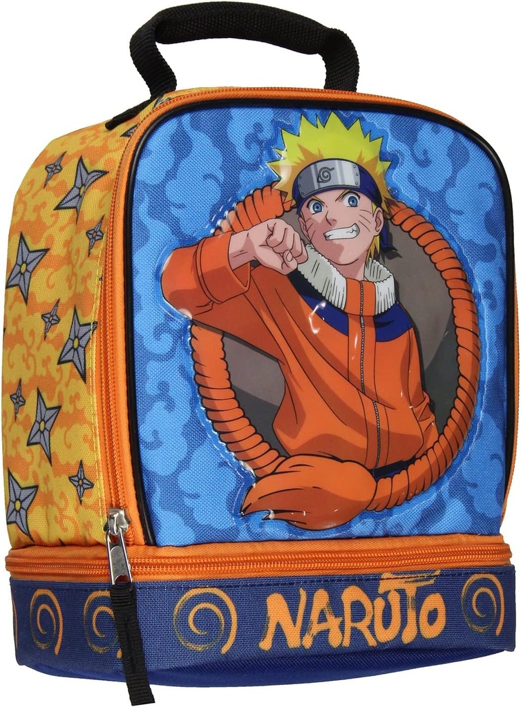 Naruto Lunch Box Anime Manga Insulated Dual Compartment Kids Lunch Bag Tote