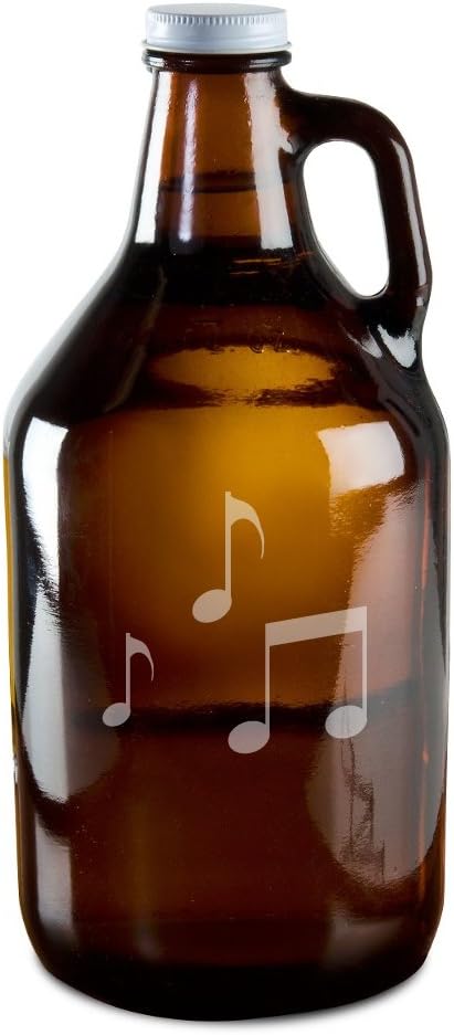 Music Lover's Notes Hand-Made Etched Glass Beer Growler 64 oz