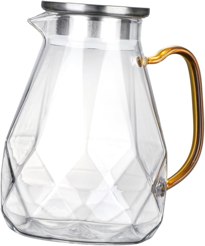 Glass Pitcher with Lid Water Container for Tea Juice Iced Drinks Ergonomic Design for Daily Use and Entertaining Guests