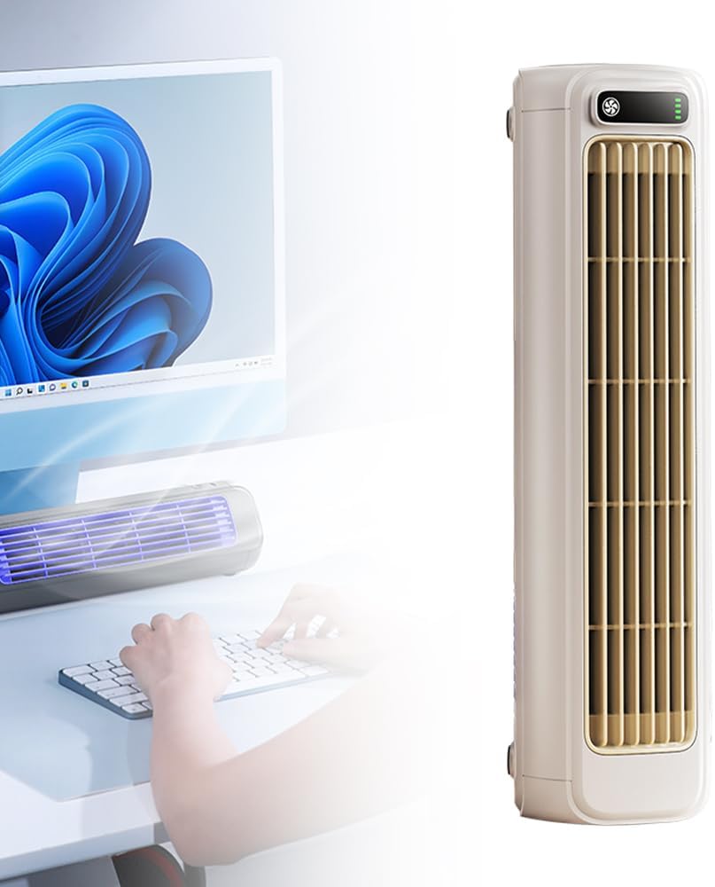 Sherum Cooling Ace Portable Air conditioner, 2026 Upgrade Cooling Fan with 3 Speeds & LEDTouch Screen, lmwing UsB Charging AirConditioner for Bedroom Office Home (Beige)
