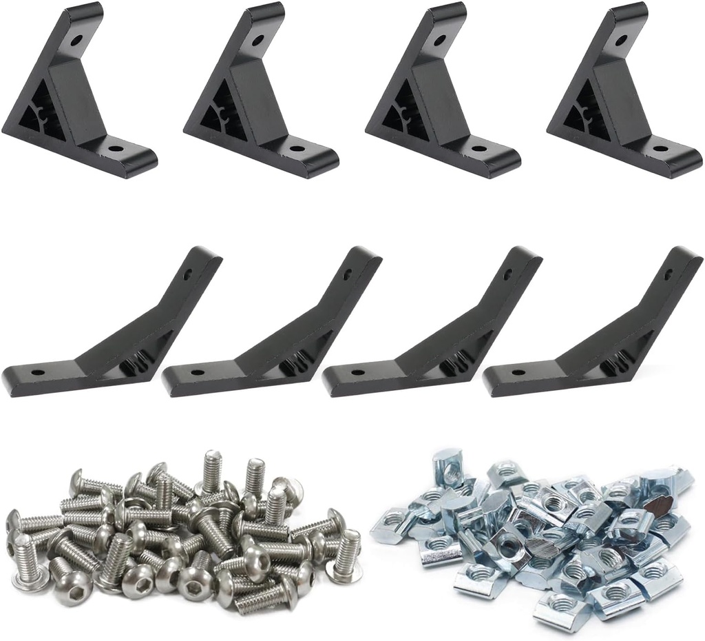4Pcs 45deg, 4Pcs 135deg 1010 Angle Bracket 1" x 1" 10 Series Aluminum Extrusion 45 Degree Joint Connector Brace for Slot 45° Corner Joiner 135deg 1020 1 Inch Extruded Aluminium Profile