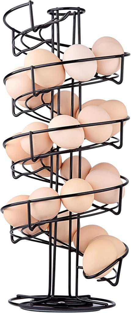 Toplife Spiral Design Metal Egg Skelter Dispenser Rack, Storage Display Rack, Black