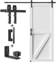 6.6FT Heavy Duty Sliding Barn Door Hardware Kit（1x Floor Guide&1x Pull Handle Set &5FT Track Kit for 36"~40" Wide Single Door）,Smoothly Quietly,Easy Install (No Door)