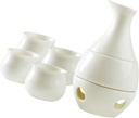 Ceramic Sake Set with Warmer Sake Bottle for Drinking Porcelain Pottery Traditional 4 Ceramic Cups for Christmas Restaurant