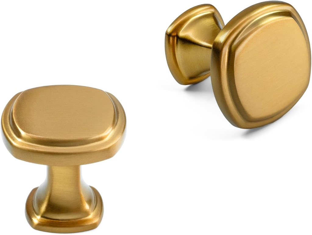HESTIA HARDWARE 10 Pack Square Gold Knobs for Cabinets, Kitchen, Dresser, Closet and Drawer | Vintage Drawer Knobs, Dresser Hardware(Z20.10.L)