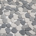 Lovdeco Pebble Tile Shower Floor, Mosaic Pebble Backsplash for Wall, Stone Tiles for Bathroom and Outdoor Garden, White and Grey, 5 Sheets