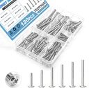 120PCS Assortment，Cabinet Pull and Knob Screws, M4×25/30/35/40/45/50mm, Machine Screws with Pan Washer Head, Metal Phillips Screws Kit for Drawer, Cupboard, Closet Handle Installation