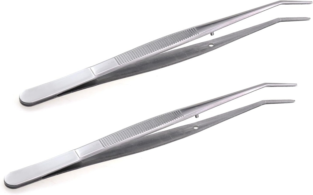 2PCS 6 Inch Multi Purpose Sewing Machine Industrial Grade Stainless Steel Tweezers Set for Threading Needles/Cleaning Fish Tank/Electrical Repair