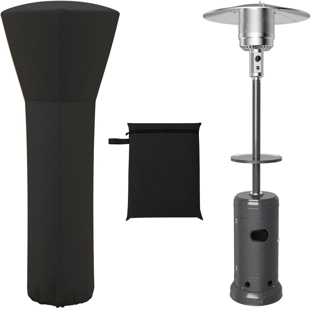 COSTWAY Patio Heater Cover, Waterproof Outdoor Heater Cover with Zipper and Storage Bag, Sun Snow Resistant Dustproof Cover for Tabletop Propane Heater Outdoor, 87"H x 34"D x 19"B, Black