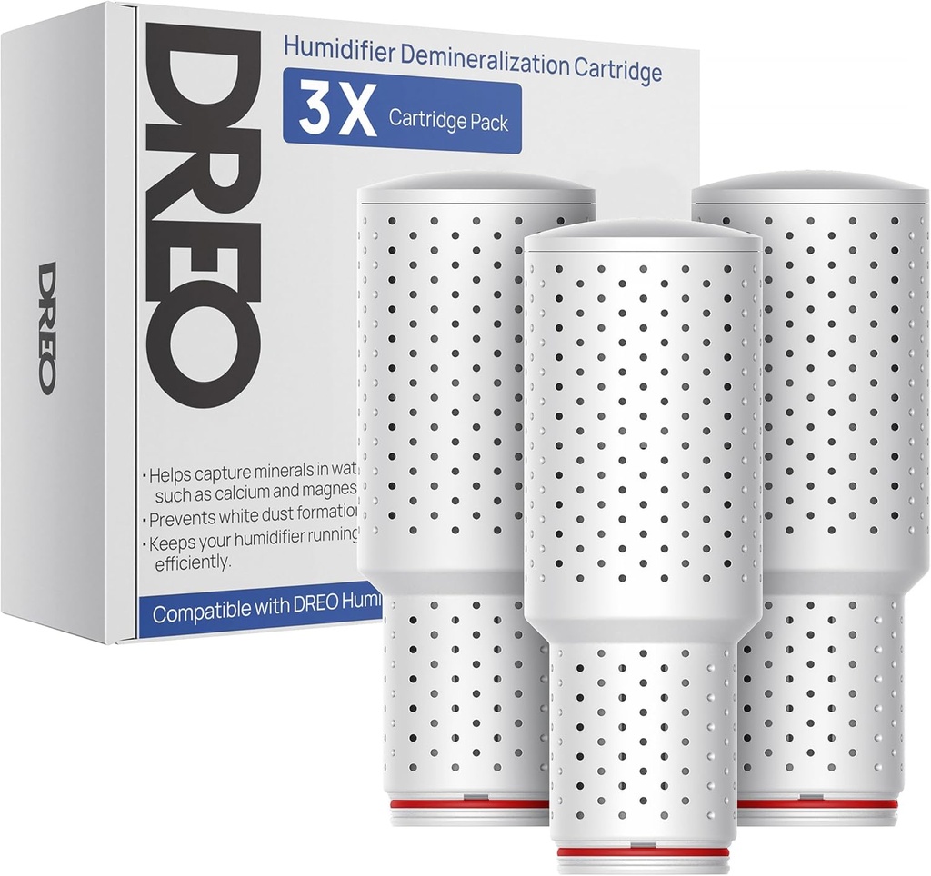 Dreo Demineralization Cartridge 3-Pack for Humidifiers, Compatible with Dreo Humidifiers HM311/311S/524/524S, Prevent Mineral Build-up, Filter Hard Water, Eliminate White Dust