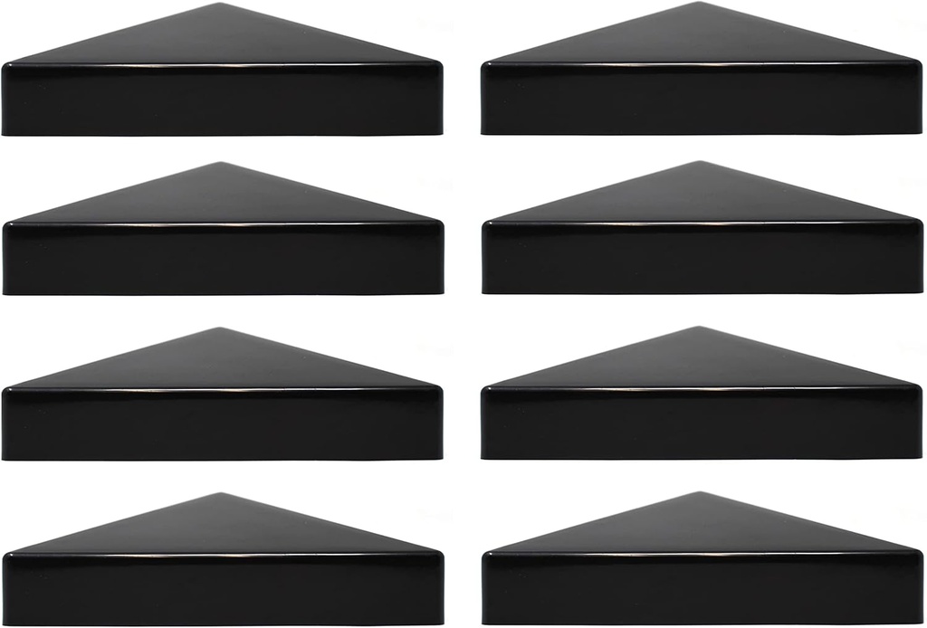 True 6x6 (155mm x 155mm) Plastic Pyramid Vinyl Fence Post Cap for True Actual 6" x 6" Vinyl Posts Black or White Multiple Quantities (8, Black)