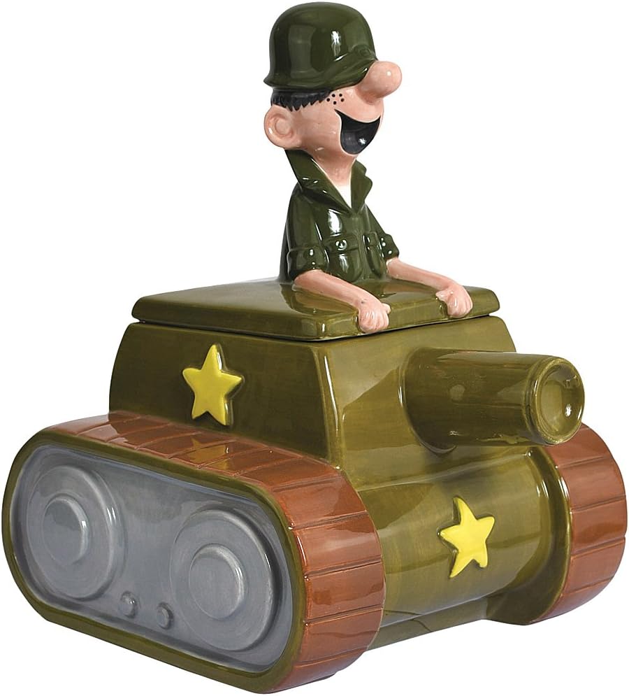 Westland Giftware Beetle Bailey in Tank Ceramic Cookie Jar, 10.75-Inch