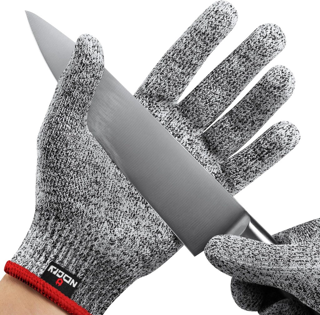 NoCry Premium Cut Resistant Gloves Food Grade — Level 5 Protection; Ambidextrous; Machine Washable; Superior Comfort and Dexterity; Lightweight — Perfect Cutting Gloves or Mandolin Glove