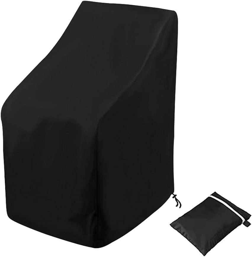 Stacking Outdoor Chair Cover Waterproof, Uranshin Outdoor Patio Furniture Covers Stacked Chairs 210D, Lounge Chair Covers Outdoor Stack Chairs for All Weather Protection, Black, 25"L x 25"W x 47”H