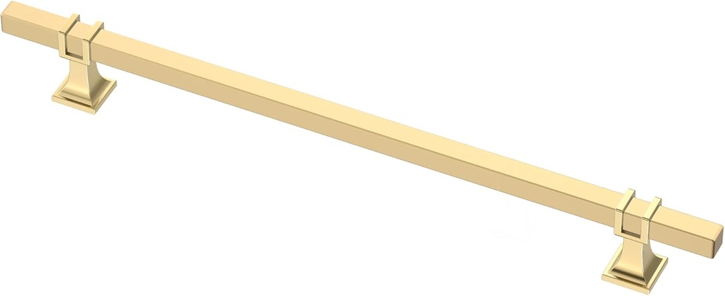 Alzassbg 6 Pack Gold Cabinet Pulls, 10 Inch(254mm) Hole Centers Kitchen Hardware Square Cabinet Handles for Cabinets and Drawers AL3094BB