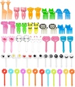 50 Pieces Pieces Animal Food Picks for Lunchbox, Mini Fun Fruit Picks, Lunch Picks for Bento Box, Cute Reusable Toothpicks Forks for Picky Eaters, BPA-Free