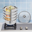 5 Tier Stainless Steel Steamer Pot Food Steamer Cooker,Stackable Vegetable Steam Pot with Glass Lid,Kitchen Multi Tier Steamer Cookware Pot for Steaming Bread,Dumpling,Fish (28cm)