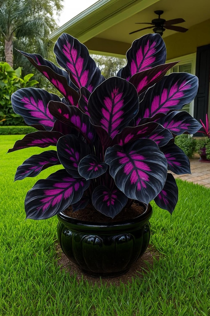 80pcs Caladium Plant Seeds for Palnting, Purple Black Exotic Foliage, Easy to Grow, Ideal for Garden & Indoor Planting