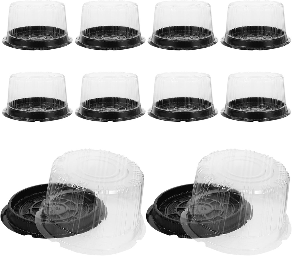 Baluue 20pcs Plastic Cake Container, Serving Tray with Lid 5.7" Disposable Food Serving Platters, Clear Dome Cake Box for Party, Takeout Food, Catering, Picnic