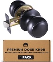 Dummy Door Knob Matte Black Closet Lever Handle Fake French Style for Double Doors Interior Passage Hardware False Pull Knobs Non-Turning Decorative Door Handles (Black, 1 Pack)