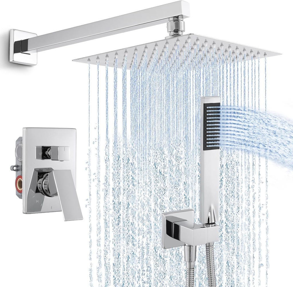 KES Shower Faucet with 10-Inch Rain Shower Head with Handheld Spray, Pressure Balance System with cUPC Certified Valve Polished, XB6230F18-CH
