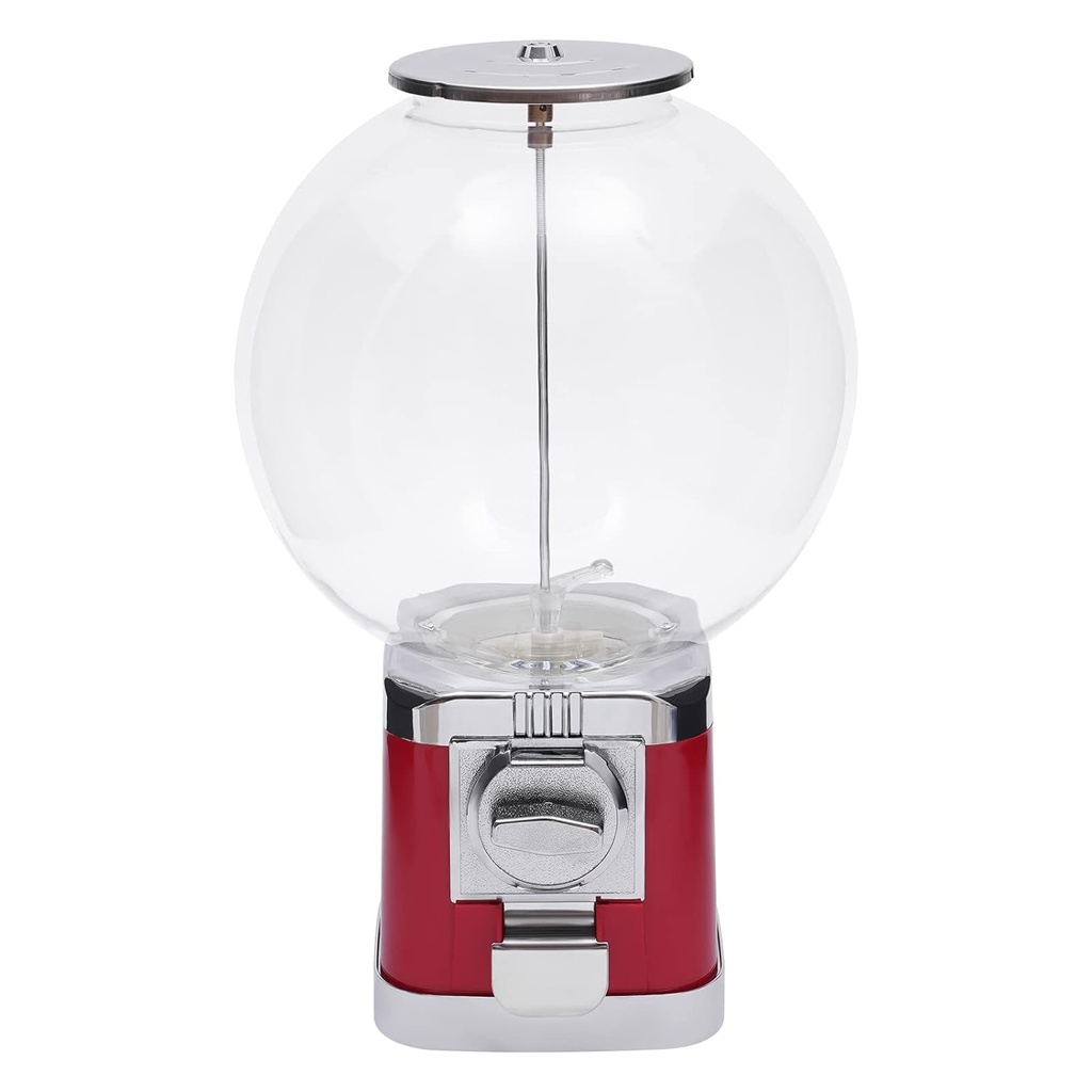 Vintage Vending Machine with Key,Lockable Large Capacity Candy Gumball Dispenser Toy Vending Machine for Game Stores (Red)