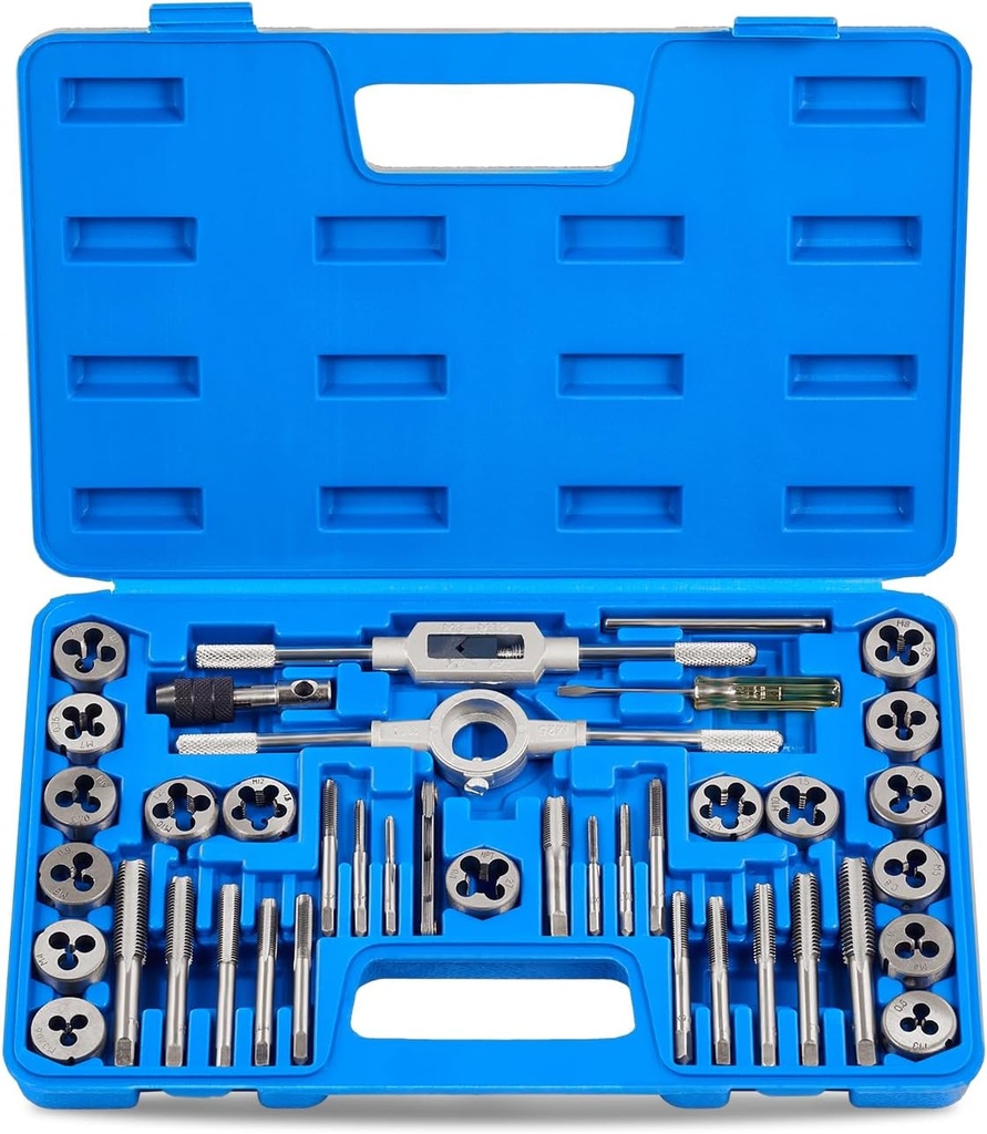 Orion Motor Tech Tap and Die Set Metric | M3, M4, M5, M6, M7, M8, M10, M12 Tap Set and Die Set | Thread Repair Kits for Threading and Rethreading Internal and External Threads