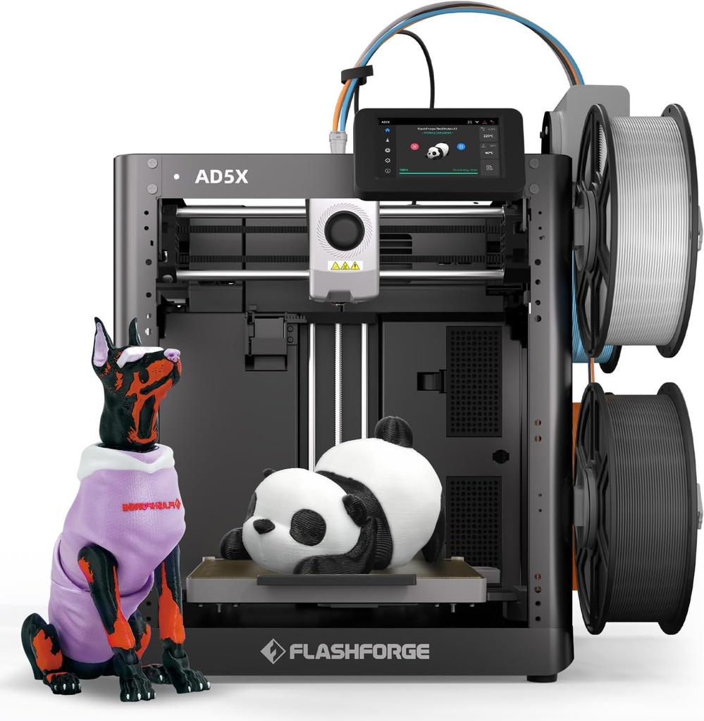 FLASHFORGE 3D Printer AD5X w/o Filament, IFS Multi-Color Printing, CoreXY 600mm/s High Speed & Precision, Auto Calibration & Vibration Compensation, 300℃ Direct Drive Extruder Unleash Your Creativity