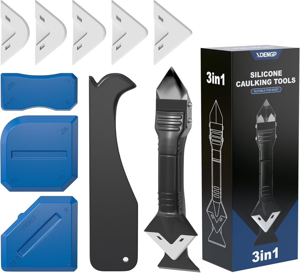 Caulking Tool Silicone Caulking Tools 3 in 1, Caulk Remover Tool, Sealant Finishing Tool Grout Remove Scraper, Caulk Remover Glass Glue Angle Scraper for Kitchen Bathroom Floor Window Sink