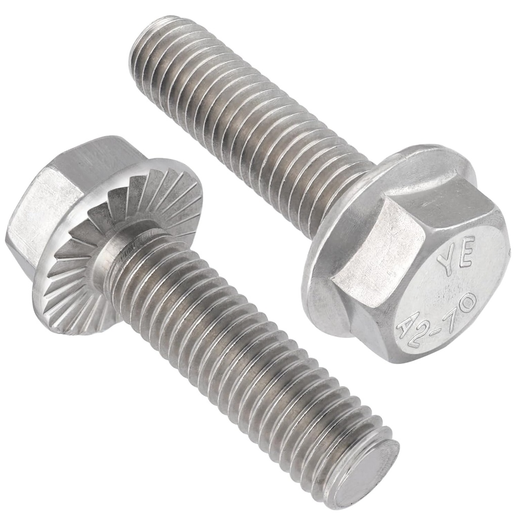 M8-1.25 x 25mm Flanged Hex Head Bolts,304 Stainless Steel 18-8,Fully Threaded,Silver External Flange Hex Drive Screws,Pump,Fix Car,DIY Project(23Pcs)