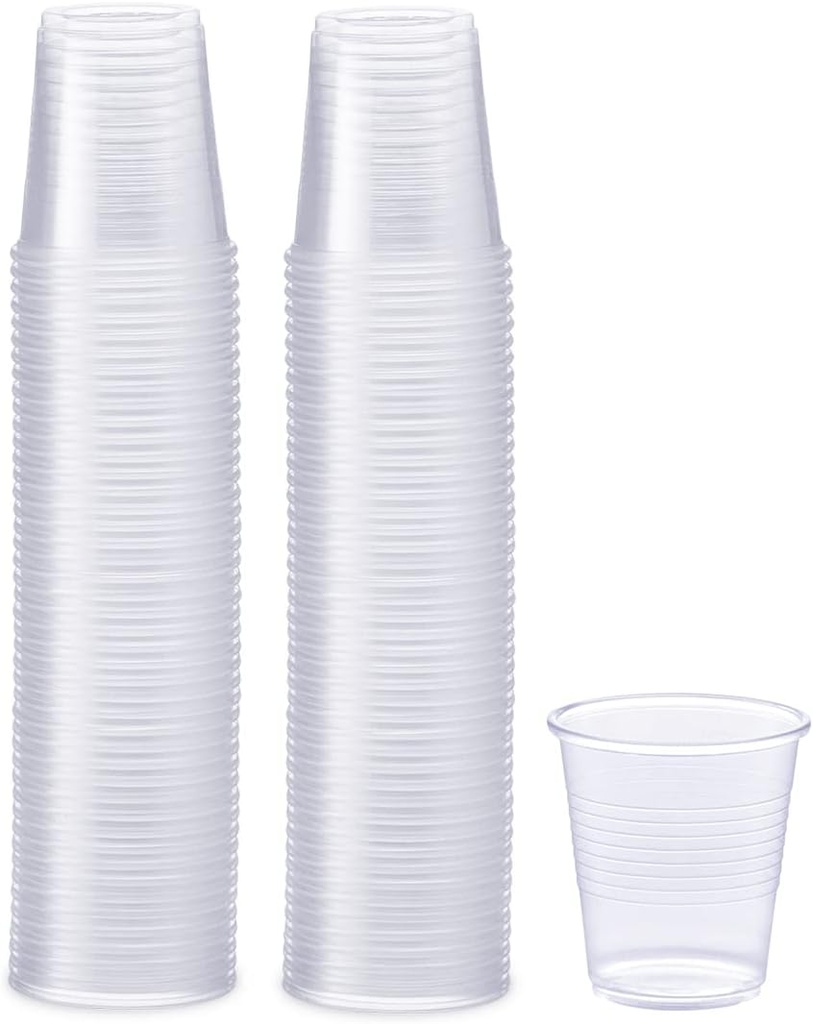 GUSTO Clear Plastic Cups [3 oz - 100 Count] – Small Disposable Drinking Cups for Water, Mouthwash, Bathroom, Tasting & More – Crystal Clear, BPA-Free, Durable Polypropylene (Formerly Comfy Package)