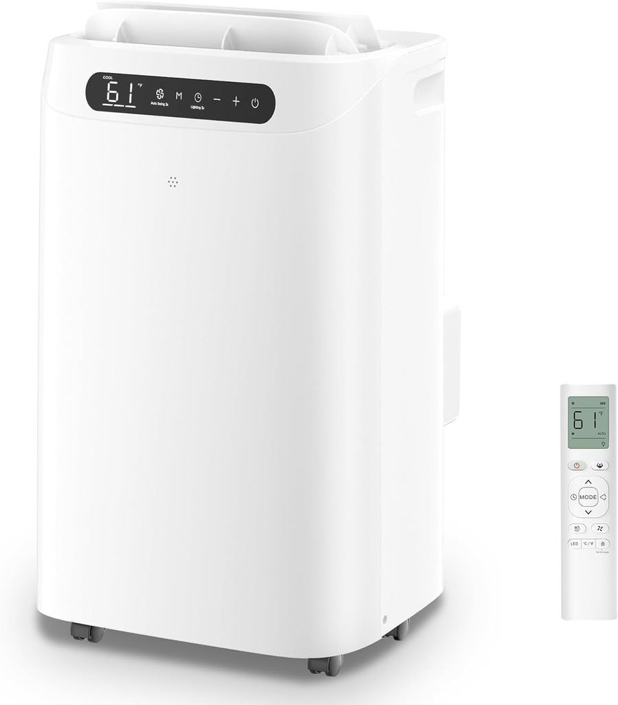 14000 BTU Portable Air Conditioners,Cools Up to 700 Sq.Ft,Portable AC Unit with Remote Control,Cooling,Fan,Dehumidification,Sleep Mode& Installation Kits for Large Rooms,White