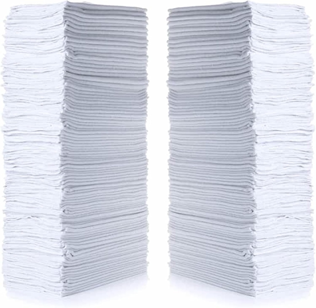 SIMPLI-MAGIC Cotton Shop Towels 14"x12" (145 Pack) – Reusable Cleaning Shop Rags for Automobiles, Industries, Garage and Homes (White)
