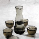 5-Piece Sake Set Japanese Style Glass Sake Set Unique Hammer Texture Design for Cold/Warm/Hot Sake/Shochu/Tea Best Gift for Family and Friends