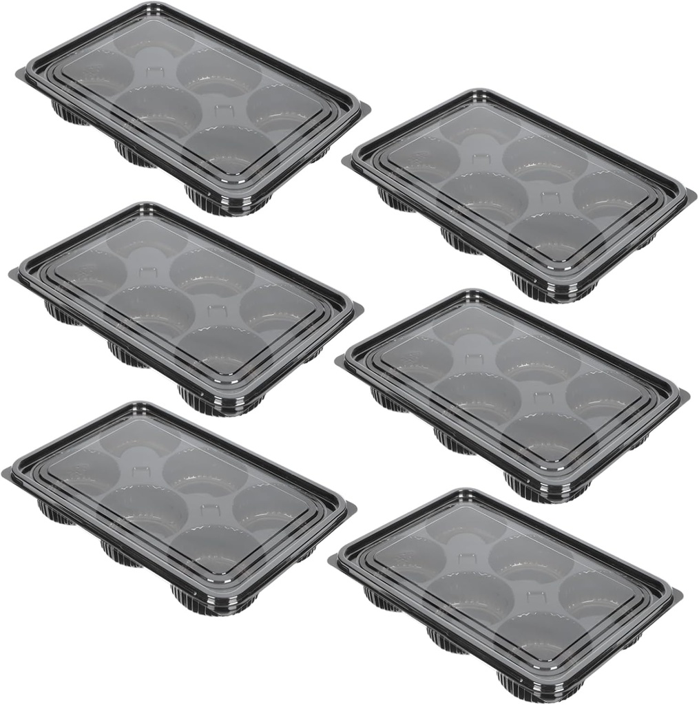 Unomor 6pcs Cupcake Holders Pastry Packaging Boxes Six Compartments Cake Wrapping for Home Baking Desserts for Biscuits and More