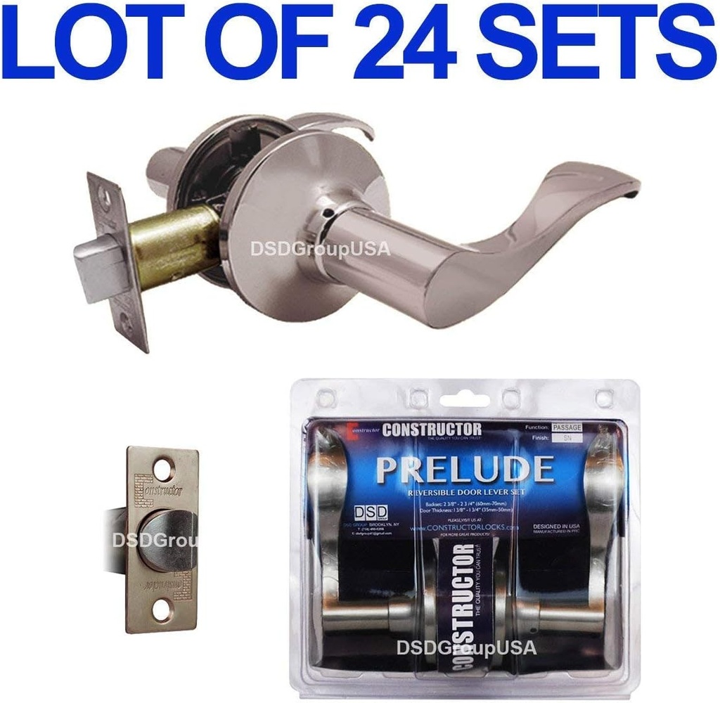 Wholesale Door Lever Lock Sets Handle Knob Entry Passage Privacy Satin Nickel (Prelude Passage)