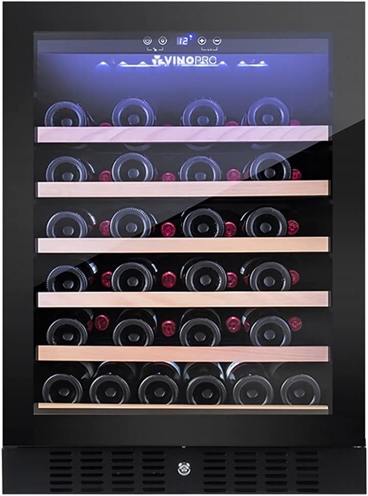 28 Bottle Compressor Wine Cabinet Refrigerator, Large Independent Wine Cellar, Tempered Glass Door with Lock, LED Digital Temperature Control Refrigerator