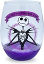 Disney The Nightmare Before Christmas All Hail Pumpkin King Glitter Teardrop Stemless Wine Glass | Tumbler Cup For Mimosas, Cocktails