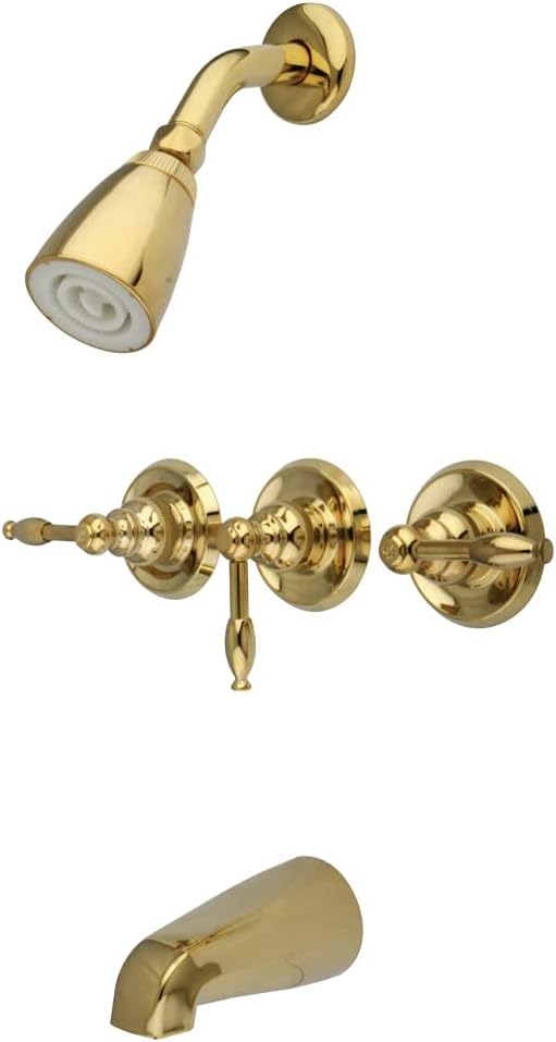 Kingston Brass KB232KL Tub and Shower Faucet, 5-Inch Spout Reach, Polished Brass