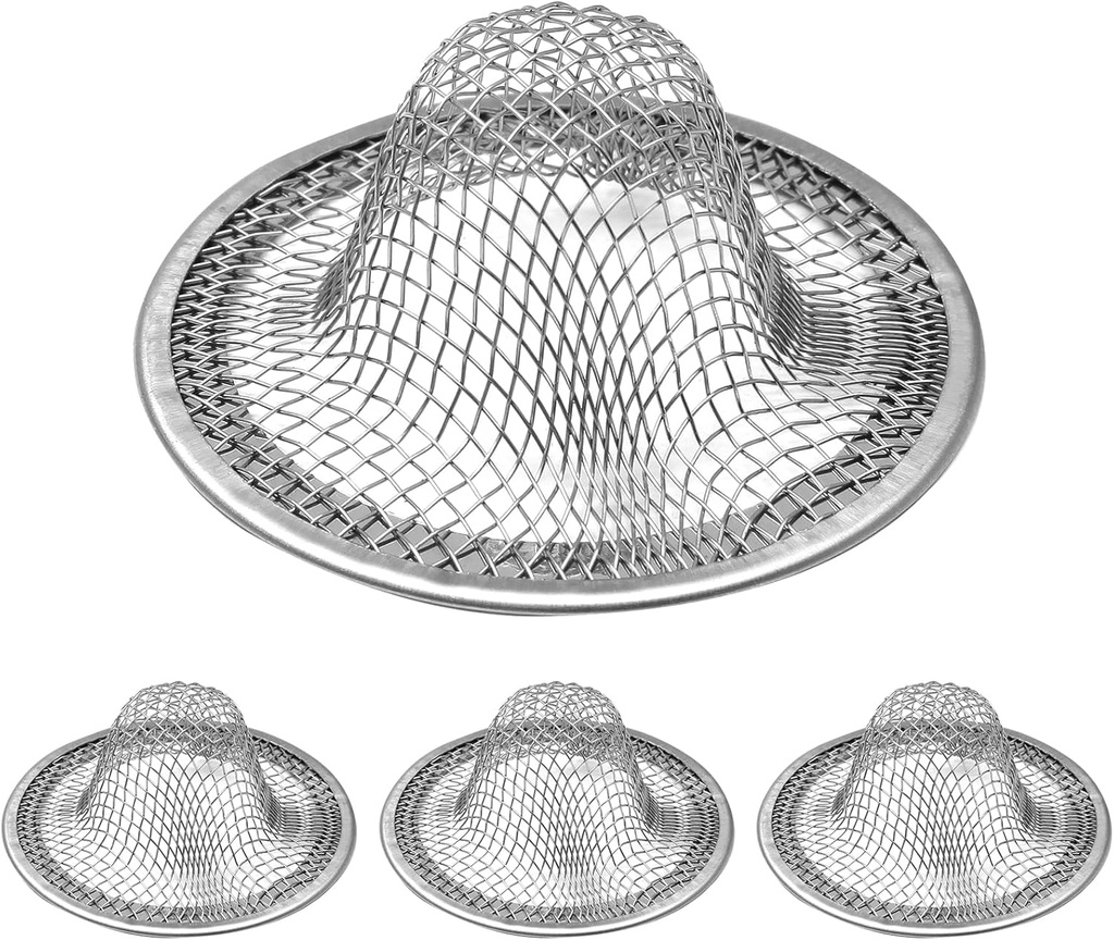 BokWin 4PCS 2.12 inch Top / 0.9 inch Stainless Steel Mesh Sink Strainer Slop Basket Filter Trap for Shower Bath Tub Drain Hair Catcher for Home Bathrooms