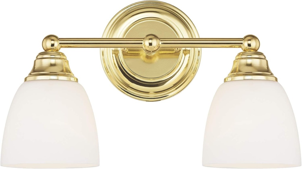 Livex Lighting 13662-02 Somerville 2-Light Bath Light, Polished Brass, 15 x 6.5 x 9