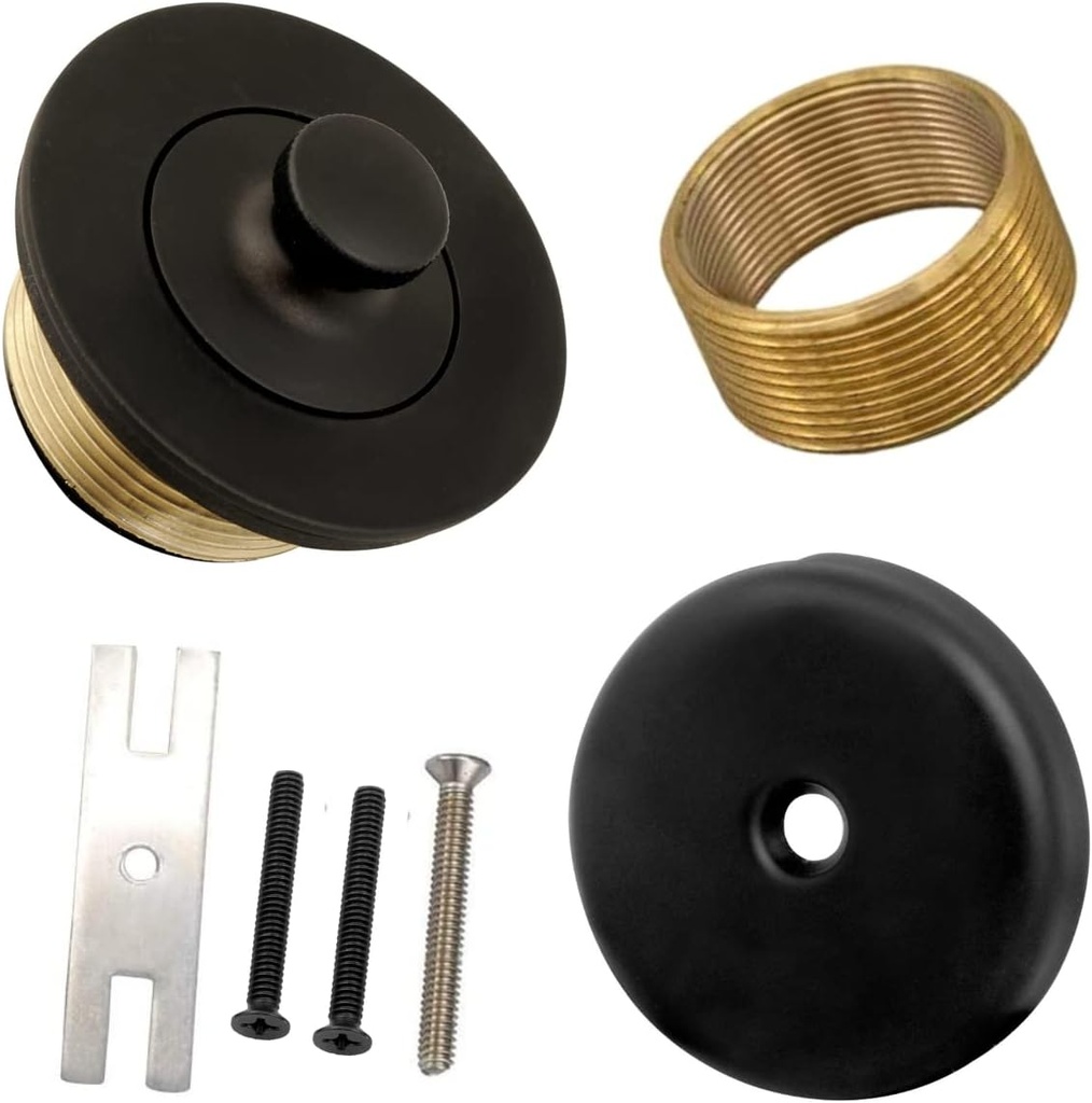 Dorence Bathtub Drain Kit, Drain Kit Cover, Conversion Kit, Bathtub Drain Cover Brushed Nickel, All Brass Construction with "Lift and Turn" Easy Installation (Matte Black)