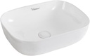 Whitehaus Isabella Plus Collection Rectangular Above Mount Basin with Center Drain; No faucet hole; Color: White