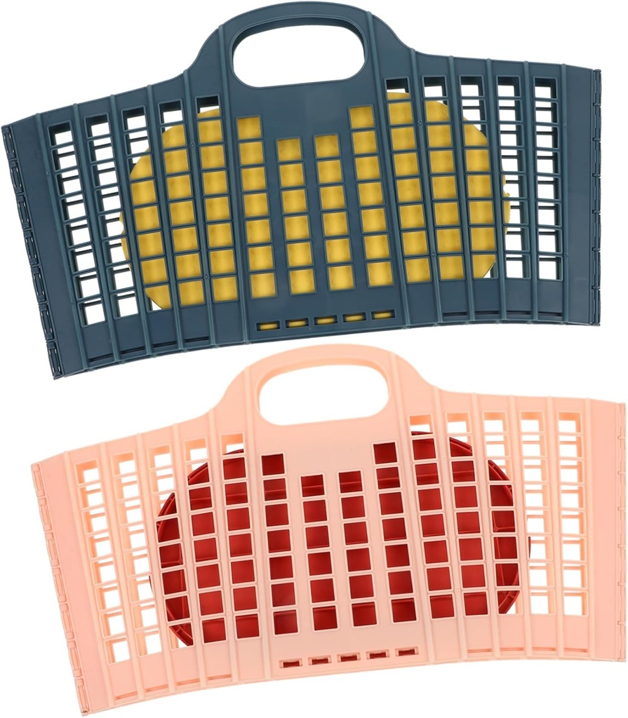 2pcs Collapsible Storage Basket Multi-function Fruit and Vegetable Tote Baskets for Kitchen and Home Portable Handled Design for Picnics Camping and Family Gatherings