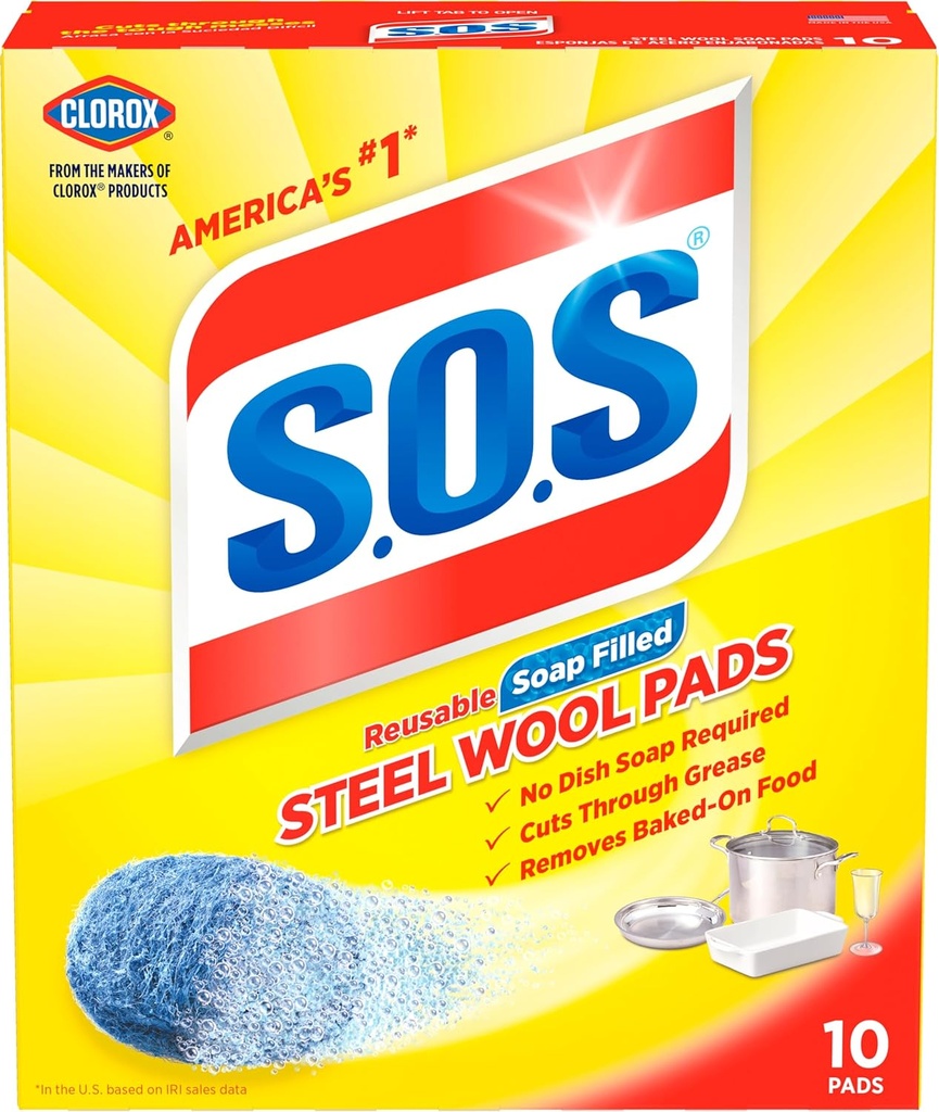 S.O.S Steel Wool Soap Pads, 10 Count